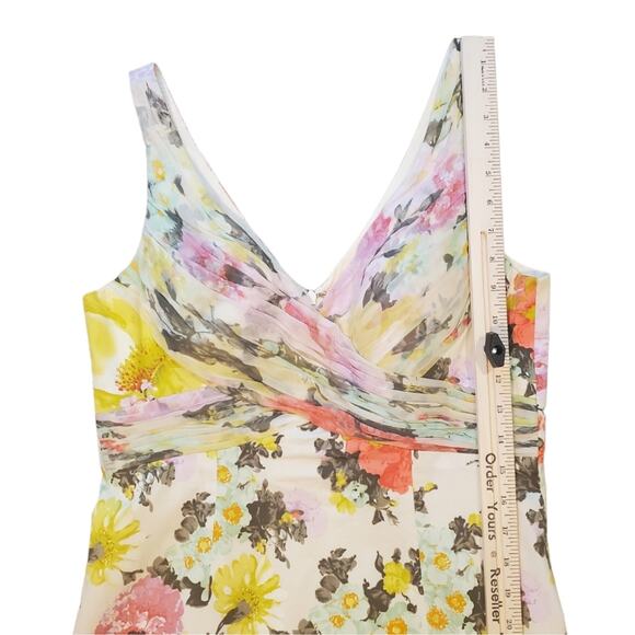 RICKIE FREEMAN for TERI JON Floral Cotton Dress Sz 10 has a lining flaw - Picture 5 of 13